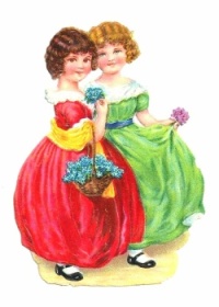 Themes Vintage illustrations/pictures - sweet girls in fine dresses