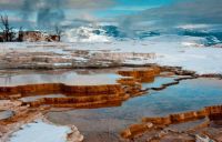 Snow on Mammoth Hot Spring Terraces, Yellowstone National Park
