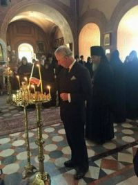 Off topic - Britain's Prince Charles at the Church of Saint Mary Magdalene on Mount of Olives, Jerusalem, Israel.