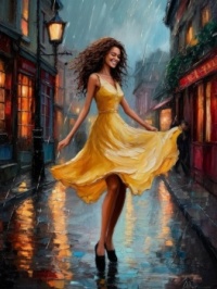 Dancing and Laughing in the Rain ~ AI Modified