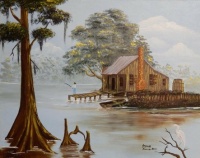 Tom Fishing On The Bayou by Jaynel Firmin