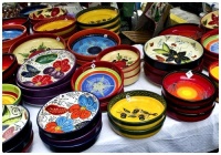 Colourful Hand Made Ceramic Bowls at Market