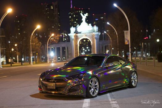CHRISTIAN'S BLACK HOLOGRAPHIC VINYL WRAPPED CAR