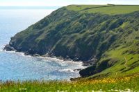 Coastal path Lantic Bay near Polruan Cornwall