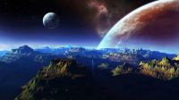 Outer space and mountains