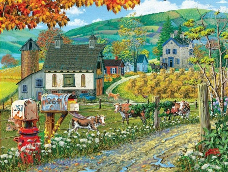 Solve Farm Lane by Joseph Burgess jigsaw puzzle online with 70 pieces