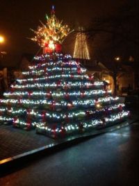 Nighttime lobster trap Christmas tree
