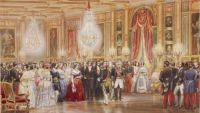 Reception in the Galerie de Guise of the Chateau d'Eu held by the French royal family in honour of queen Victoria and prince Albert, 2 September 1843