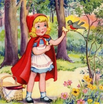 Solve Little Red Riding Hood Feeds a Birdy in the Forest jigsaw puzzle ...
