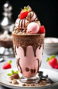 Strawberry ice cream and chocolate ice cream