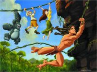 Tarzan hanging with friends