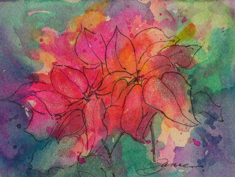 A Watercolor Painting of Poinsettias