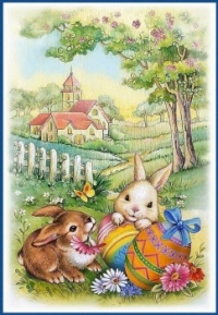 Vintage Easter Bunnies 2 (X-Large)