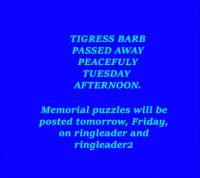 Tigress Barb  Rest In Peace