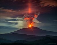 “Light Pillar over Volcanic Etna”