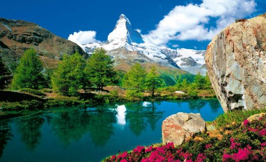 Solve Rivers Stones Beauty Colorful River Reflection Beautiful Flowers Nature Lake Water Wallpaper Wide Jigsaw Puzzle Online With 322 Pieces