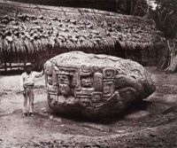 Vintage photo documenting the discovery of Maya ruins in 1880