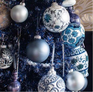 blue holiday ornaments