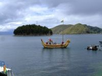 Reed-Boat near sun island at the Titicacasea