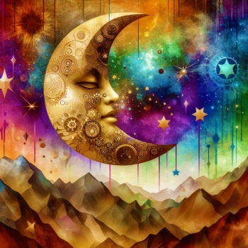 Solve Moon over Mountains (Steampunk style) jigsaw puzzle online with ...