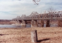 Old Memphis Bridge with Ice Floating in River