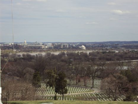 Arlington National Cemetery overlooking Washington, DC