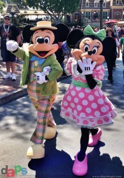 Mickey and Minnie in their Easter costume.