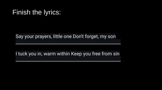 Finish the lyrics: