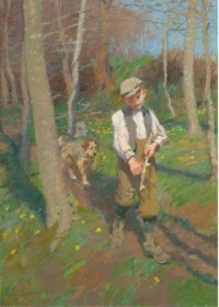 Harold Harvey (British, 1874–1941), Boy Whittling a Stick (1909)