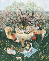 Seasonal Art - Spring / Easter - Tea Among the Flowers (Resize: 12 - 340 Pieces)