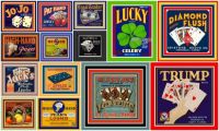 Vintage Fruit Crate Labels Depicting Gambling