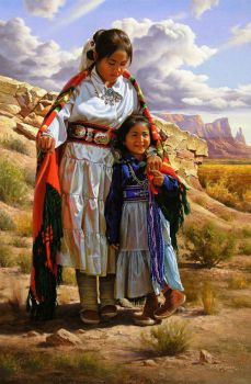 Mother And Daughter Navajo Indians