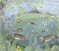 Seasonal Art - Spring - Leaping Hares in the Bluebells (9 - 72 Pieces)