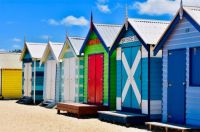 Colorful bathing boxes at Brighton Beach