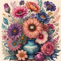 Victorian Flowers Painting