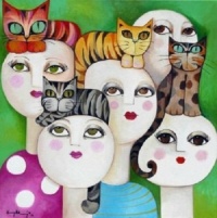 Karina Chavin Artwork  - 'Women with Cats'