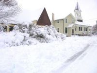 corner church in the snow