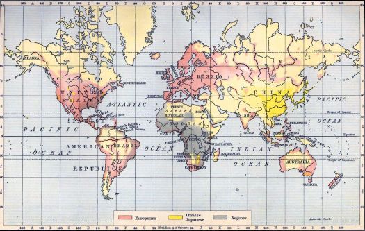 Solve Map of World Races - Circa - 1911 jigsaw puzzle online with 260 ...