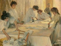 When the wash comes off the line -  /  Carlo Cressini (Italian 1864-1938) - Laundry, 1906. / will go up to 180 pieces