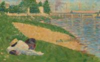 Georges Seurat the_seine_with_clothing_on_the_bank_(study_for__bathers_at_asnieres_)