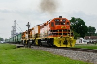 2084 leads a TPW train East through Forrest, IL.