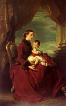 Portrait Of The Empress Eugenie Holding Louis Napoleon By Franz Xavier Winterhalter