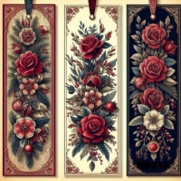 Art - Pretty Red Bookmarks - Roses (9 - 144 Pieces)