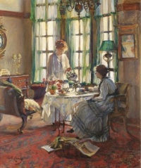 A Helensburgh Breakfast, Oil on Canvas Interior Painting by Annie Rose Laing