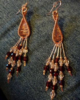 copper wirewrap earrings