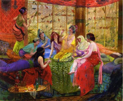 Harem Girls in an Aviary by  Georges Antoine Rochegrosse