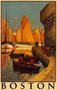 Boston  -  An all-time favorite vintage travel poster.  Resized for you.
