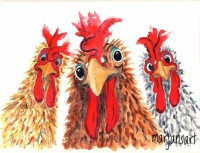 "Chickens" original watercolour painting