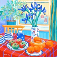 Blue Irises on a Cornish Table