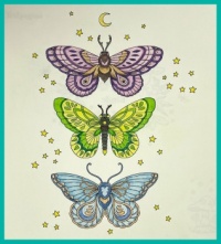 Self-colored drawings. Zelf gekleurde tekeningen.